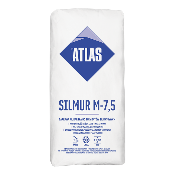 ATLAS SILMUR Zaprawa do bloczków silikatowych i betonu komórkowego M7,5 B biała 25kg