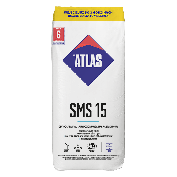ATLAS SMS 15 szybkosprawny podkład samopoziom. 1-15mm 25kg