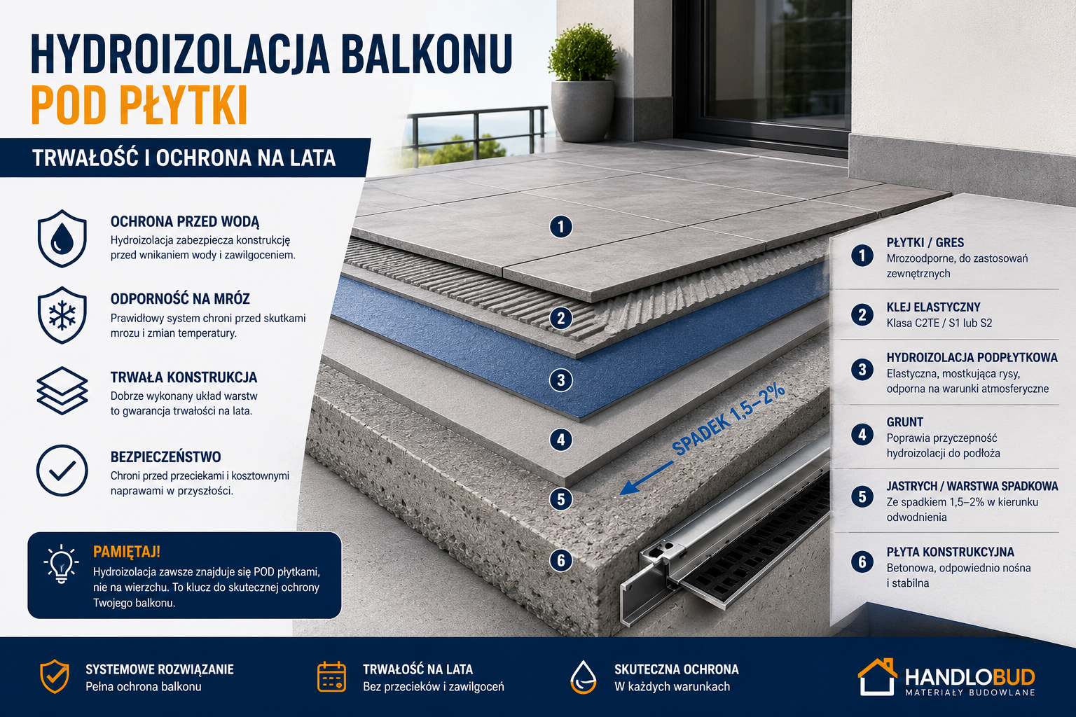 Hydroizolacja balkonu i tarasu pod płytki - jak zrobić ją dobrze krok po kroku?